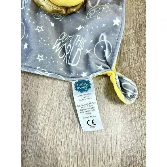Mary Meyer Space Planet Outta This World Lovey Security Blanket Gray Yellow Gold - Picture 4 of 7